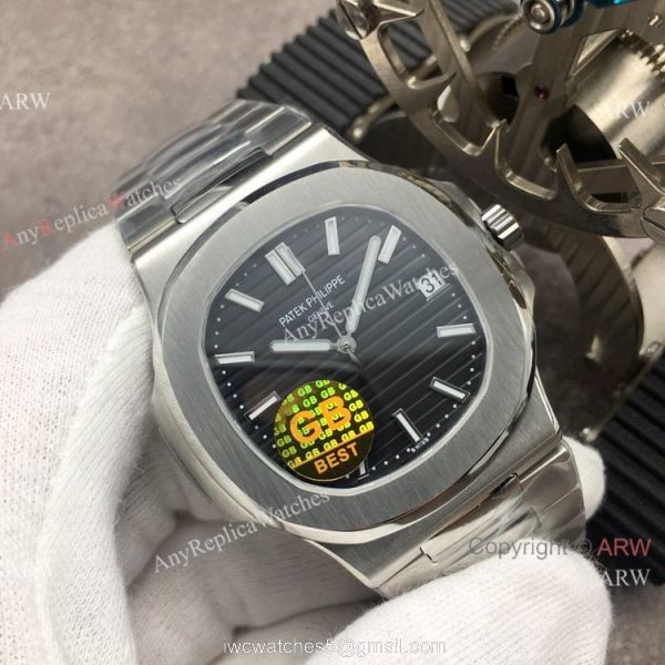 Swiss Copy Patek Philippe Nautilus SS Black Dial 40MM Watch GB Factory 8