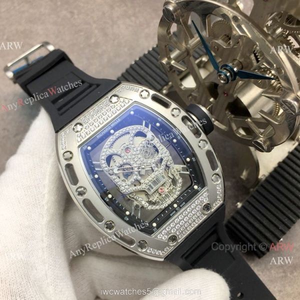 Super Clone Richard Mille RM 052 Skull Face Stainless Steel Men Watch 8