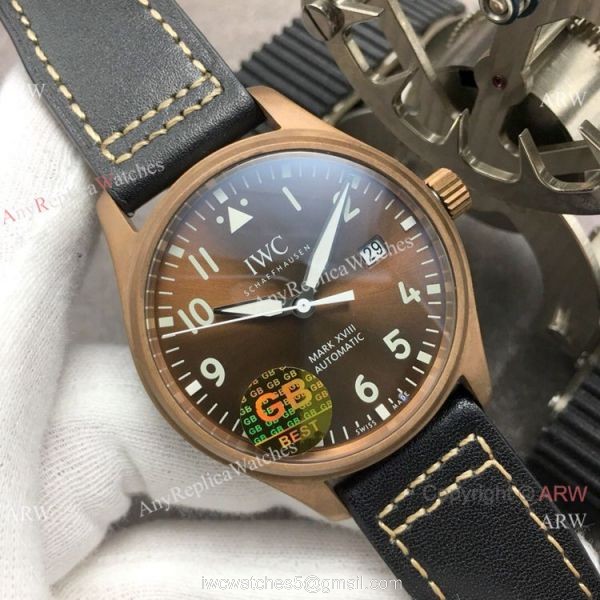 Swiss Replica IWC Big Pilots Spitfire 9015 Watch Bronze Case Brown Dial 8