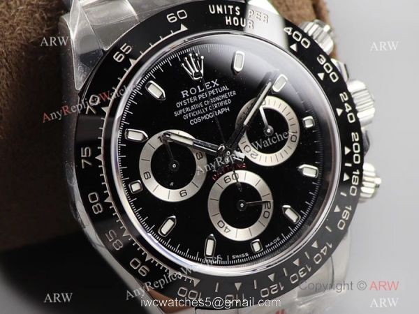 Noob V3 Rolex Daytona Stainless Steel Black Ceramic Watch AAA Replica 8
