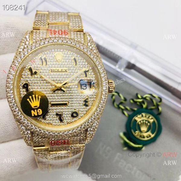 Swiss 2824 904L Rolex Datejust Iced Out Watch Fake Rolex with Diamond Bezel 8