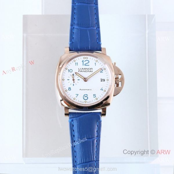(VS) Swiss Panerai Luminor PAM756 Rose Gold White Face Watch 8