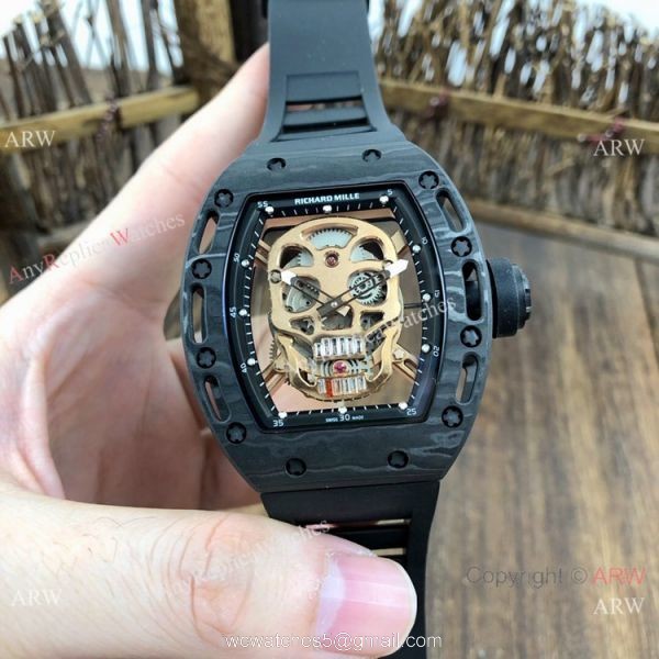Best Quality Copy Richard Mille Rm052 CarbonWhite Watch New Skull Dial 8