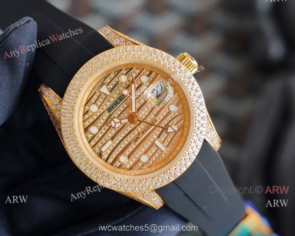 High Quality Rolex GMT-Master II Iced Out Watch Rubber Strap 8