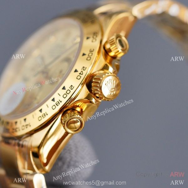 Swiss Quality Replica Rolex Daytona Watch 40mm Gold Diamond Dial Black Ceramic Bezel 8