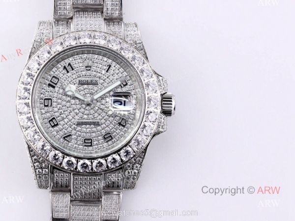 Replica Rolex Submariner 116610 Silver Diamond Iced Out Watch 40mm 8