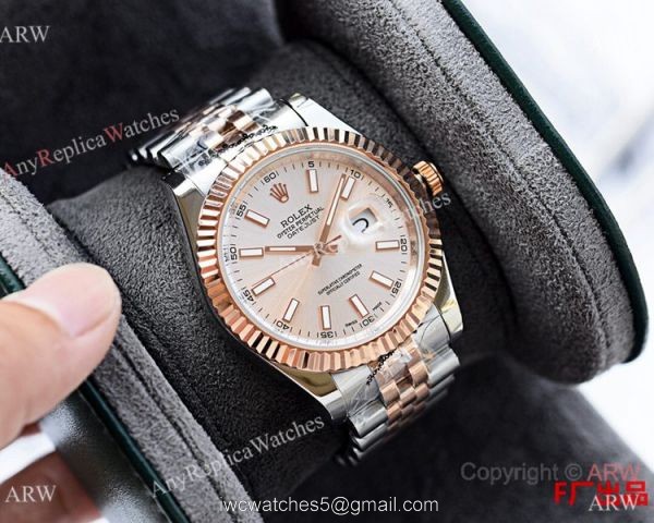 NEW UPGRADED Rolex Datejust II 41 Watch Replica Two Tone Rose Gold White Dial 8