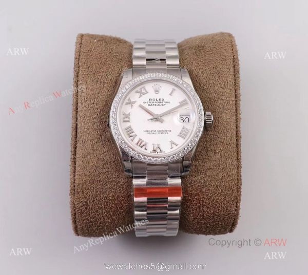 (TWF) New Rolex Oyster Perpetual Datejust 31mm Knockoff Watch With White Dial Diamond Bezel 8