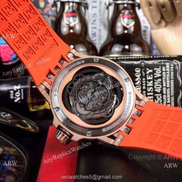 Copy Roger Dubuis Excalibur Quatuor Men Watches Red Rubber Strap Rose Gold Case 8