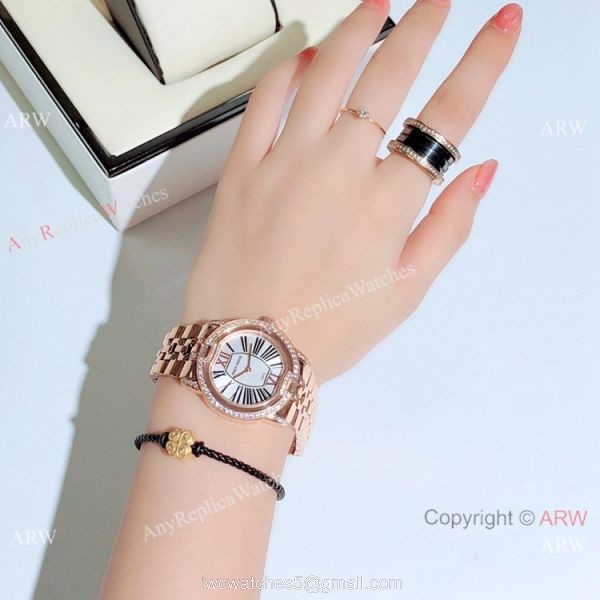 Copy Roger Dubuis Velvet Quartz Watches Rose Gold Black Dial 8
