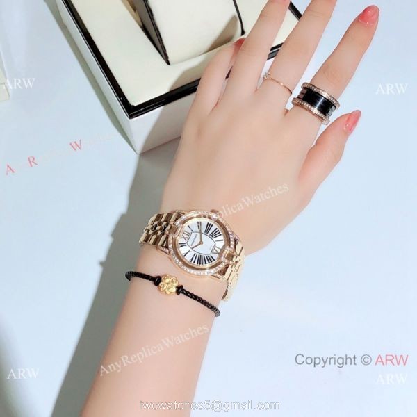 Copy Roger Dubuis Velvet Women Watches Silver Dial Rose Gold 8