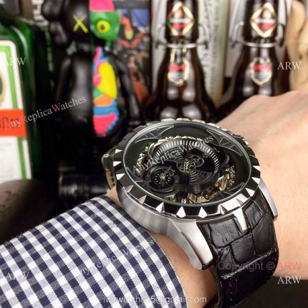 Copy Roger Dubuis Excalibur Quatuor Watches SS Blue Dial 8