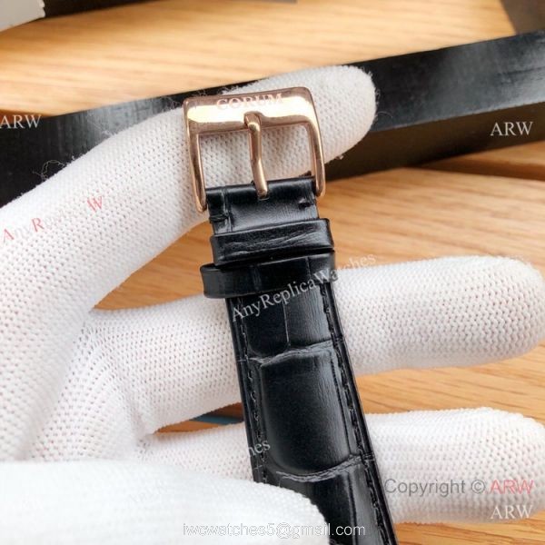 Copy Corum Bridge Transparent Dial Corum Watch Diamond Bezel Rose Gold 8