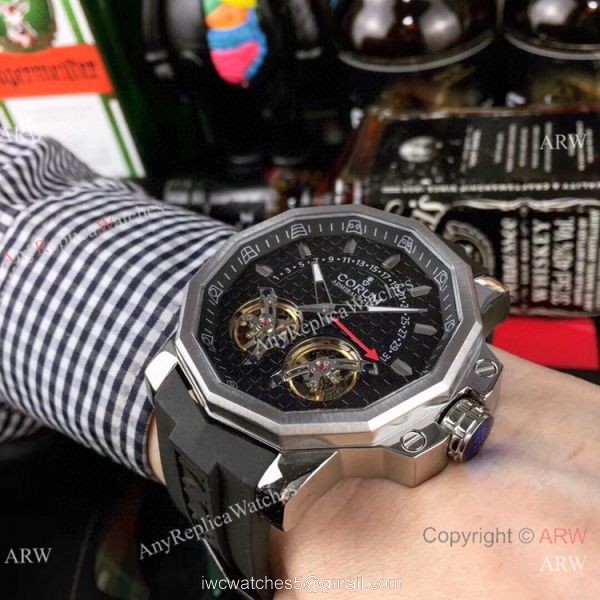 Replica Corum Admirals Cup Double Flying Tourbillon Black Dial Corum Watch 8