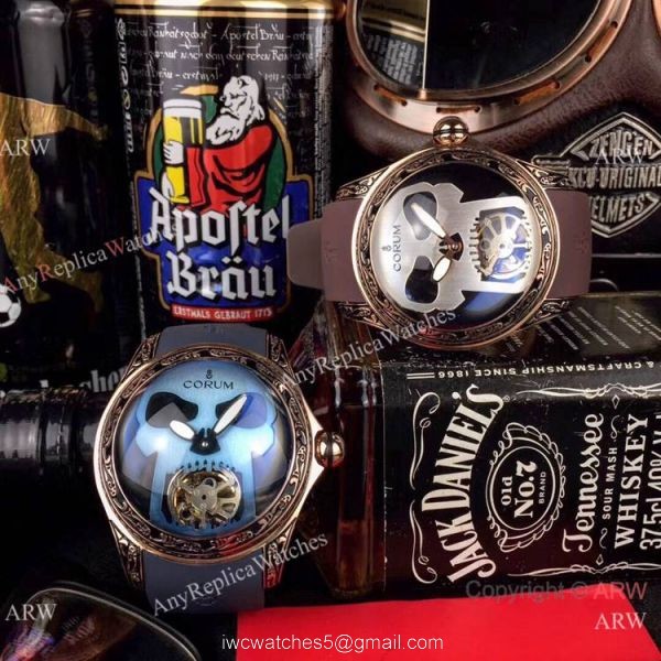 AAA Replica Corum Bubble Skull Watch Rose Gold &8216;Tattoo Rubber Strap 8
