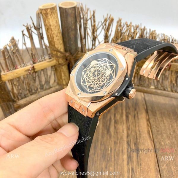 Top Quality Hublot Big Bang Sang Bleu II Watches Black Face Rose Gold 8