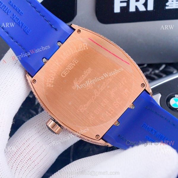 Best Replica Franck Muller Vanguard Yachting v45 Diamond Rose Gold Dial Watches 8