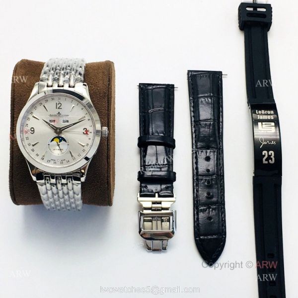(JLF) Swiss Copy Jaeger-Lecoultre Moonphase Silver Dial Watch For Men 8