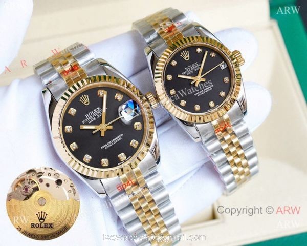Replica Rolex Datejust Two Tone Lover Watches Siver Dial 8