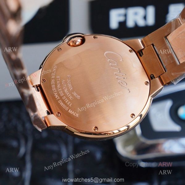 1:1 Copy Rose Gold Cartier Ballon Bleu Replica Full Diamond Watch 42mm 8