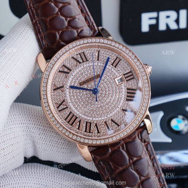 High Quality Cartier Ronde Solo 42mm rose gold Diamond Replica Watch 8