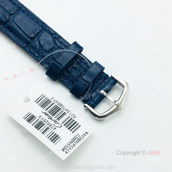 Swiss Replica Cartier Santos Dumont Blue Leather Watch New Cartier Watches 8