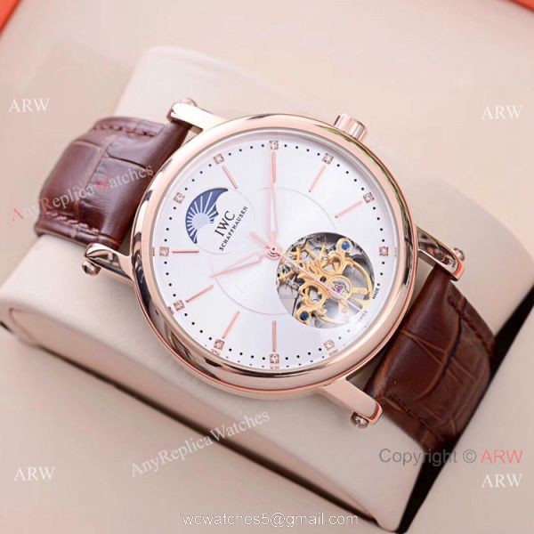 Copy IWC Schaffhausen Tourbillon Moon Face Watches 42mm Low Price 8