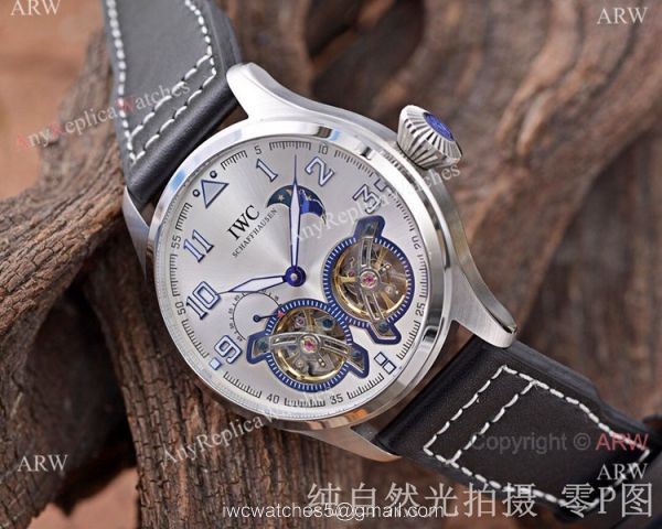 Copy IWC Big Pilots Double tourbillon Men Watches Ss Blue Face 8