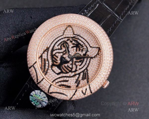 Swiss Copy Cartier Panther Rose Gold Diamond Watch For Men 8