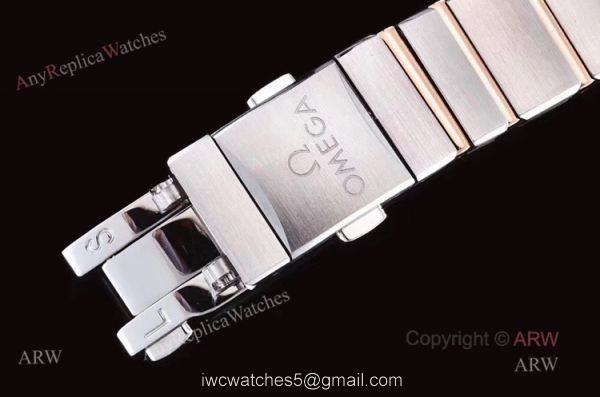 GF Factory Swiss Replica Omega Constellation Two Tone Rose Gold Diamond Watch With Black Aventurine Dial 8