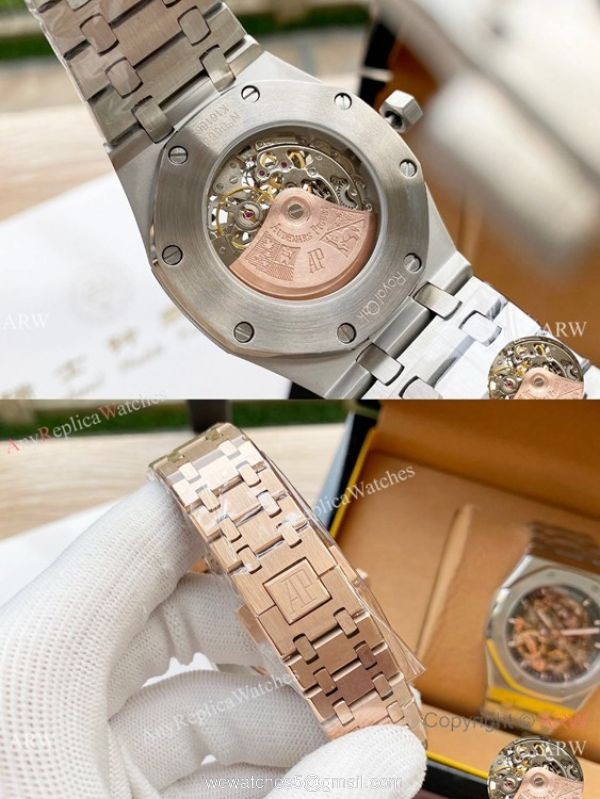 Replica Audemars Piguet Skeleton Royal Oak Watches Two Tone Rose Gold 8