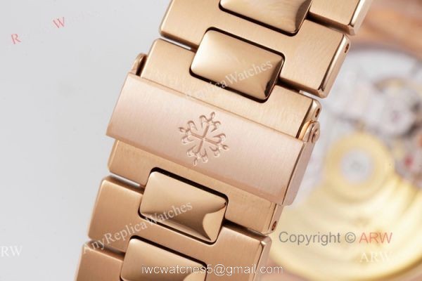 (PPF) V4 Version Swiss Replica Rose Gold Patek Philippe Nautilus Diamond Watches With Gray Dial 8