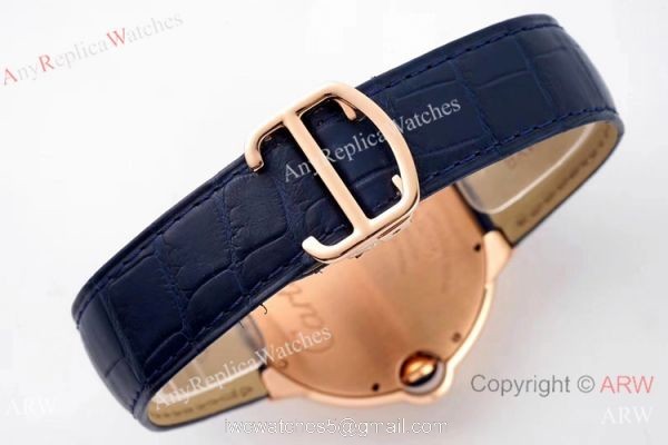 Swiss AAA Copy Cartier Ballon Bleu 42mm Automatic Watch Rose Gold Blue Dial 8
