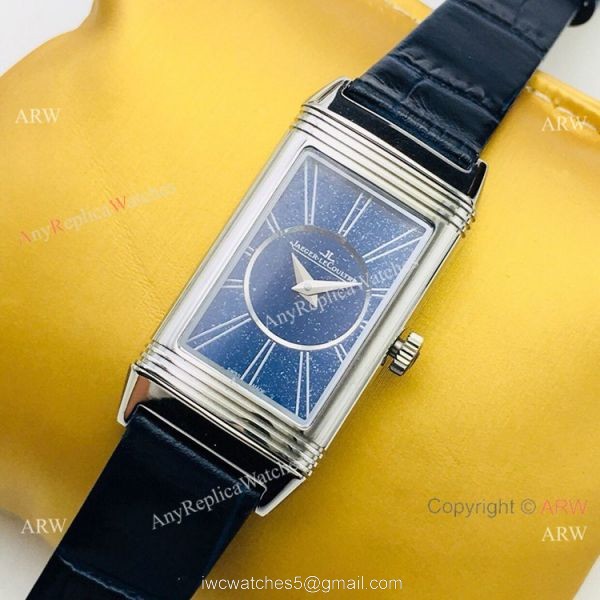 2020 Swiss Replica Jaeger LeCoultre Reverso Duetto Women Watch SS Blue Dial 8