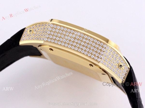 Iced Out Cartier Santos VK Chronograph Watch Blue Dial 45mm 8