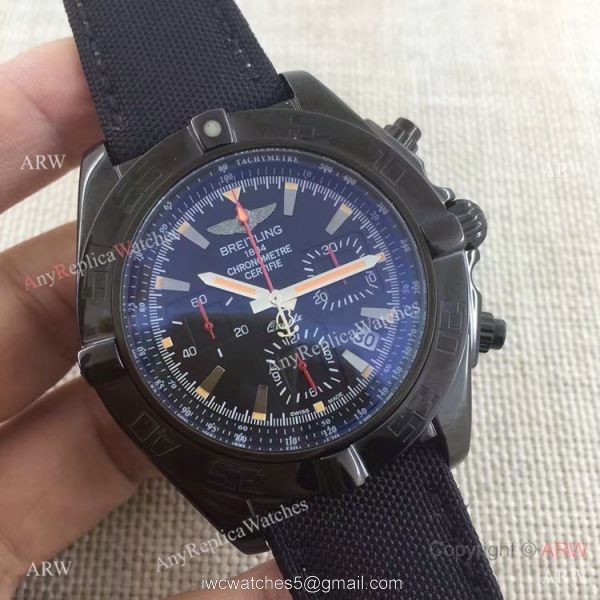 Copy Breitling Chronomat B01 Black Case Leather Strap 46mm Watch 8