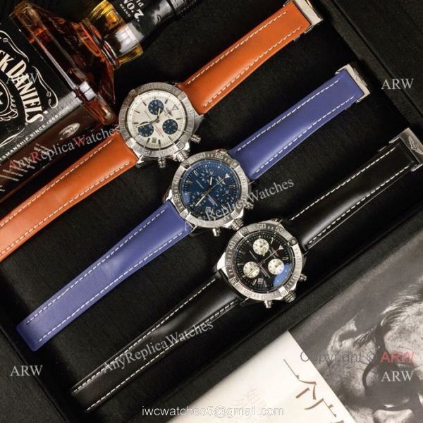 Copy Breitling COLT Chronograph Watches SS Brown Leather Strap 8