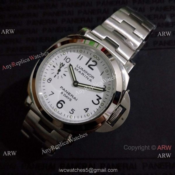 AAA Quality Panerai Luminor Marina 44mm Watch Stainless Steel White Face 8
