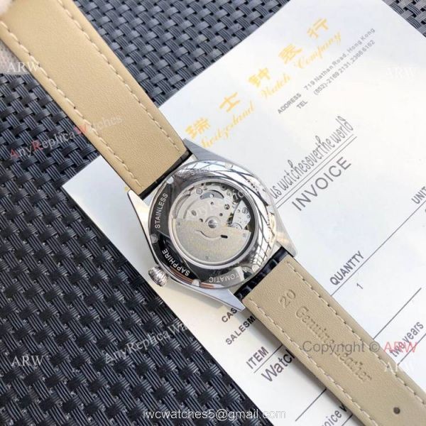 Rolex Datejust White MOP Black Leather Strap Watch Replica 8