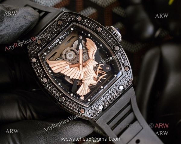 Unique Model Richard Mille RM 57-05 Eagle Dial With Rose Gold Diamonds Watch Replica 8