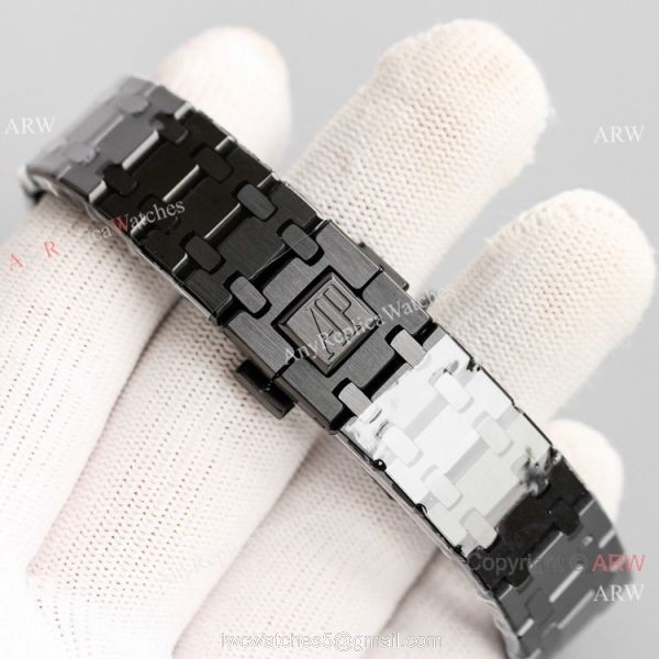 Swiss Replica Audemars Piguet Royal Oak Moon phase Watch 41mm Black Subdials 8