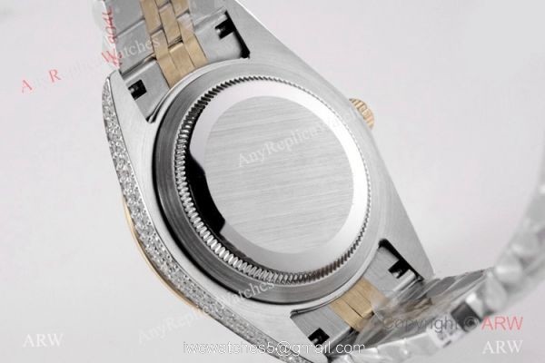 TW Factory Swiss Rolex Iced Out Datejust Watch Two Tone Grey Dial 41mm 8
