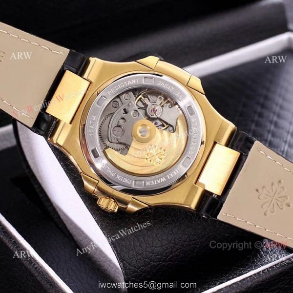 AAA Copy Patek Philippe Nautilus Yellow Gold Power Reserve Watches Diamond Bezel 8