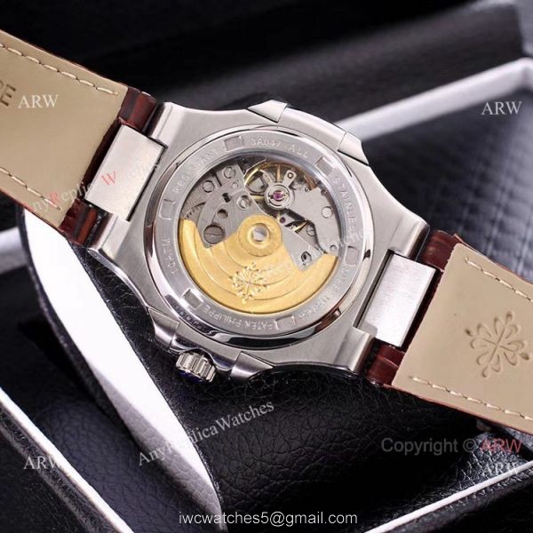 Clone Patek Philippe Nautilus Power Reserve Men Watches Diamond Bezel Gray Face 8