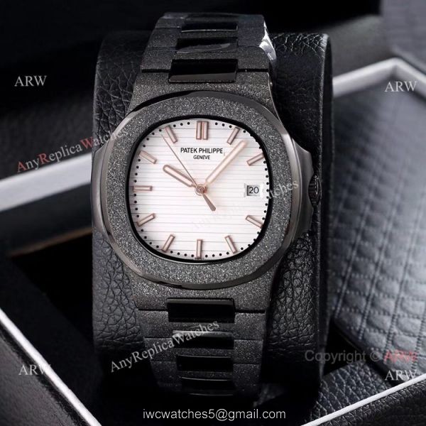 Best Replica Patek Philippe Nautilus Frosted Watch Solid Black 40mm 8
