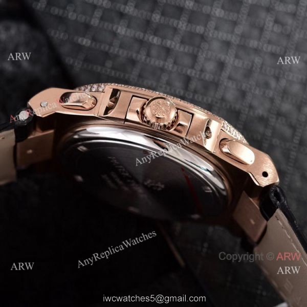 Japan Grade Patek Philippe Nautilus Chronograph Watches Rose Gold Diamond Case 8