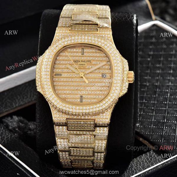 Iced Out Patek Philippe Nautilus Automatic Wrist AAA Quality Copy Watch 8