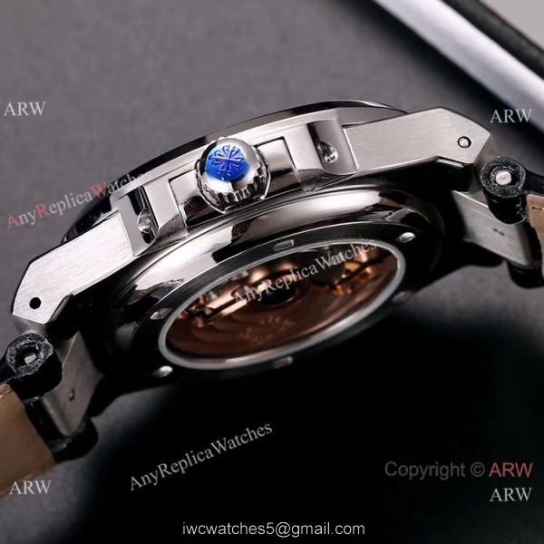 Buy Knockoff Patek Philippe Nautilus Watches SS Gray Dial Leather Strap 8