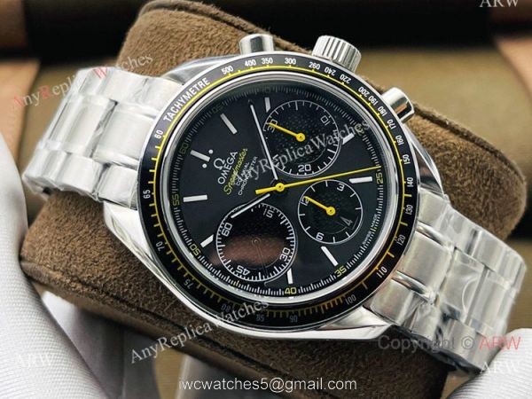 TW Factory Replica Omega Speedmaster 7750 Watch Black and Yellow 8