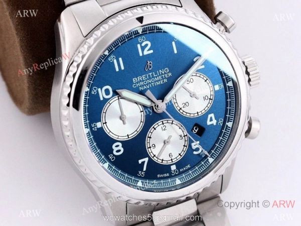 2021 New! Swiss Copy Breitling Premier B01 7750 Chronograph Watch Blue Dial Stainless Steel 8